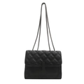 Classic black quilted chain bag with elegant rhombic stitching and metal shoulder strap - Black