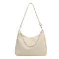 Sac hobo blanc cassé chic avec chaîne argentée et finition minimaliste en cuir PU - Blanc Cassé