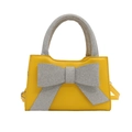 Borsa a tracolla gialla con grande fiocco glitter argento e manico superiore - Giallo