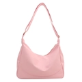Pink minimalist crescent hobo bag with adjustable strap and smooth satin finish - With Ornament / Pink