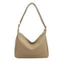 Minimalist khaki hobo underarm bag in matte PU leather with gold zipper - With Ornament / Khaki