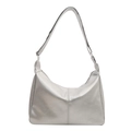 Silver metallic crescent underarm tote bag with sleek faux leather and zipper - With Ornament / Silver