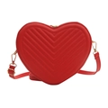 Chic red heart-shaped shoulder bag with V-shaped quilting and gold hardware - Red