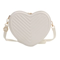 Chic white heart-shaped crossbody bag with quilted V-pattern and gold hardware - White
