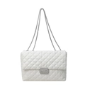 Elegant white quilted chain bag with silver hardware and turn-lock closure - Off White