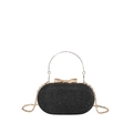 Elegante schwarze Glitzer-Abendclutch mit goldenem Schleifenverschluss und Metallgriff - Schwarz
