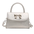 Silberne Handtasche mit Schleife und verstellbarem Schultergurt für Damen 2024 - Silber