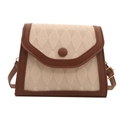Bolso bandolera beige y marrón con diseño de rombos y hebilla metálica de moda 2024 - Marrón