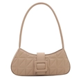Gesteppte nudefarbene Tasche mit geometrischen Nähten und minimalistischem Schultergurt - Khaki