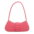 Hellrosa gesteppte Schultertasche mit geometrischem Gittermuster und großer Schnalle - Rosa