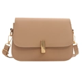 Minimalistische beige crossbodytas met een elegante gouden rechthoekige sluiting - Khaki