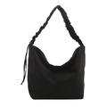 Bolso hobo grande de nailon negro con correa plisada y diseño unisex minimalista - Negro