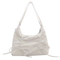 Weiße Schultertasche mit Falten-Design und feinen Schleifen im eleganten Look - Weiß