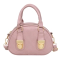 Pink faux leather Boston bag with gold buckle hardware and detachable shoulder strap - Pink
