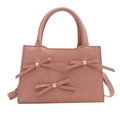 Bolso rosa con lazos y perlas con correa ajustable para mujer en cuero sintético PU - Rosa