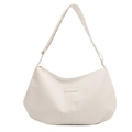 Grand sac hobo en cuir PU mat blanc avec bandoulière réglable et détail étiquette mode - Avec Pendentif Ours / Blanc