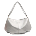 Sac à bandoulière argenté métallisé de grande capacité en similicuir brillant - Avec Pendentif Ours / Argenté