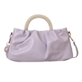 Lilac pleated cloud bag with elegant pearl top handle and detachable crossbody strap - Purple