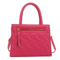 Elegante borsa a mano rosa fucsia trapuntata con trama intrecciata e tracolla - rosa acceso