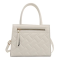 White quilted faux leather handbag with gold zippers and cross-body strap - White