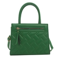 Structured emerald green crossbody bag for women with woven quilted texture and gold hardware - Green