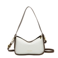 Sac bandoulière chic bicolore crème et marron avec finitions dorées et bandoulière - Marron