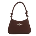 Dark brown minimalist crossbody bag with knotted strap and silver star ornament - Brown