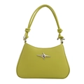 Minimalist grass green underarm shoulder bag with silver star buckle and knot handle - Green