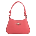 Pink minimalist shoulder bag with silver star ornament and knotted handle design - Pink