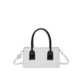 White croc-effect square crossbody bag with black handle and silver-tone hardware - White (Black Handle)