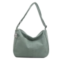 Minimalist light green corduroy tote bag with adjustable strap and white puppy pendant - Light Green