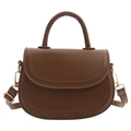 Dunkelbraune Retro-Satteltasche mit glatter Oberfläche und edlen Goldbeschlägen - Braun