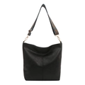 Grande borsa hobo a mezzaluna nera con tracolla larga a motivi per donna 2024 - Nero