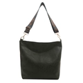 Borsa Hobo nera in ecopelle con ampia tracolla a motivi geometrici stile vintage - Verde