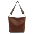Borsa tote marrone vintage con ampia tracolla intrecciata colorata e dettagli in metallo - Marrone