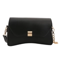 Chic black chain shoulder bag with a curved base and elegant gold hardware - Black