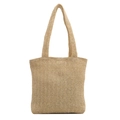 Handgewebte khakifarbene Strohtasche mit V-Struktur und langen Schultergurten für den Sommer - Khaki