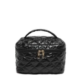 Borsa quadrata trapuntata nera con cerniere dorate e comodo manico superiore portatile - Nero