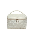 Beauty case trapuntato color crema con cuciture a diamante e cerniere metalliche eleganti - Bianco
