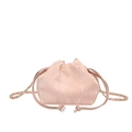 Pink pleated cloud bucket bag with gold chain strap and drawstring closure - Pink