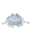 Light blue pleated cloud bag with soft leather texture and golden chain strap - Blue