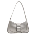 Sac sous le bras argenté en forme de croissant avec une boucle carrée élégante - Argent