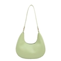Minimalist light green crescent underarm bag with litchi texture and gold metal rings - Green
