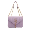 Bolso de hombro acolchado lavanda con hebilla dorada y borla elegante para mujer - Morado