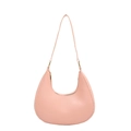 Sac hobo croissant rose clair minimaliste en similicuir avec détails de fermeture dorés - Rose