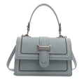 Light blue crossbody small square bag with contrast stitching and silver metal buckle - Blue