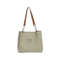 Borsa tote beige con spalline marroni e dettaglio fibbia a farfalla argento - Verde