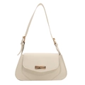 Chic cream white underarm saddle bag with adjustable strap and gold metal trim - White