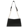 Bolso baguette clásico de piel sintética negra con una elegante correa de cadena dorada - Negro