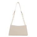 Bolso de hombro minimalista blanco crema en cuero PU suave con cadena dorada - Blanco